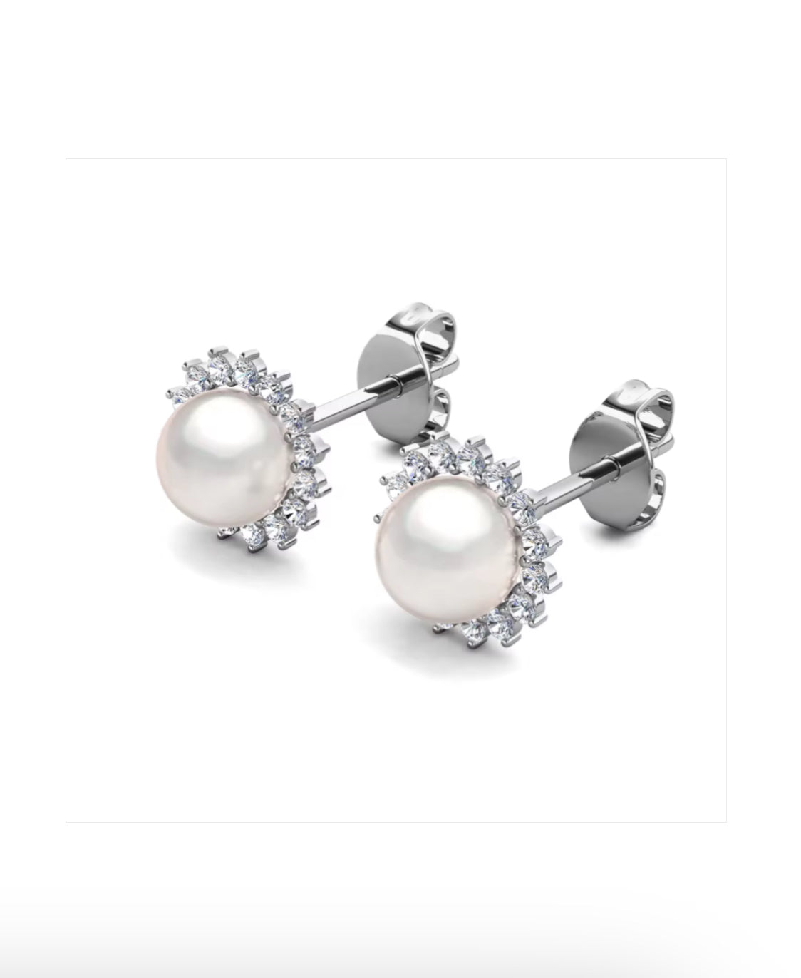 Flower motif pearl earrings