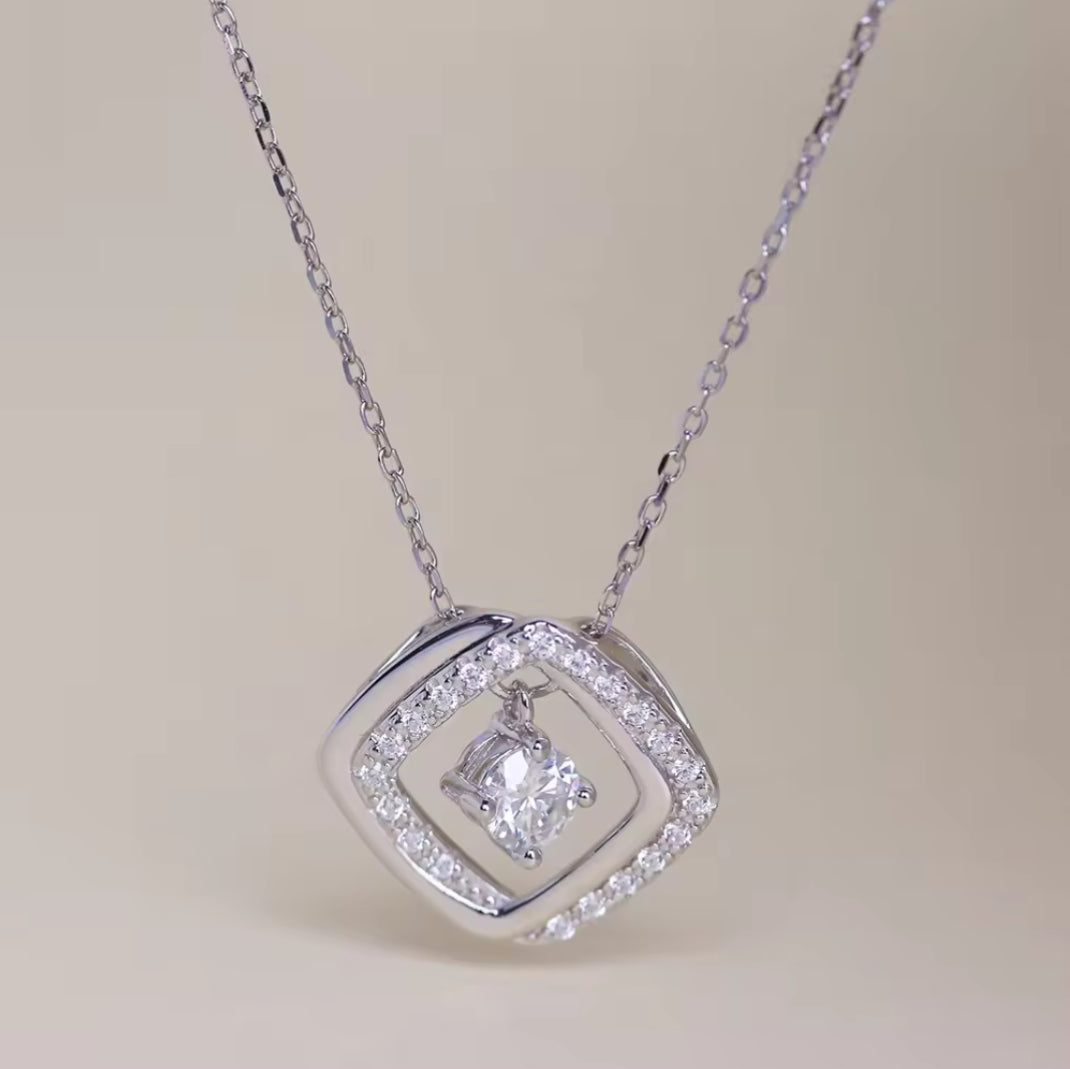 Moissanite square motif necklace in your choice of colors