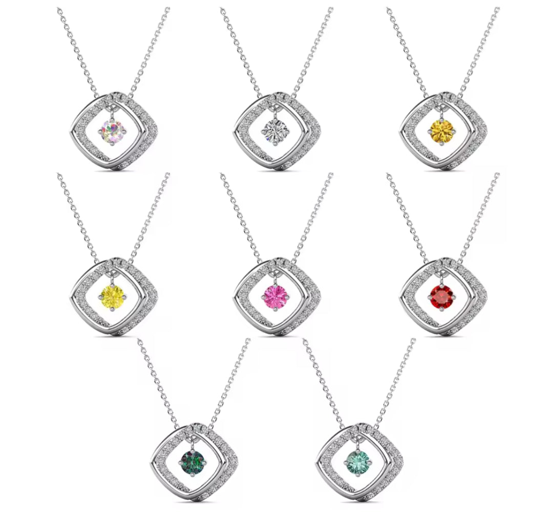 Moissanite square motif necklace in your choice of colors