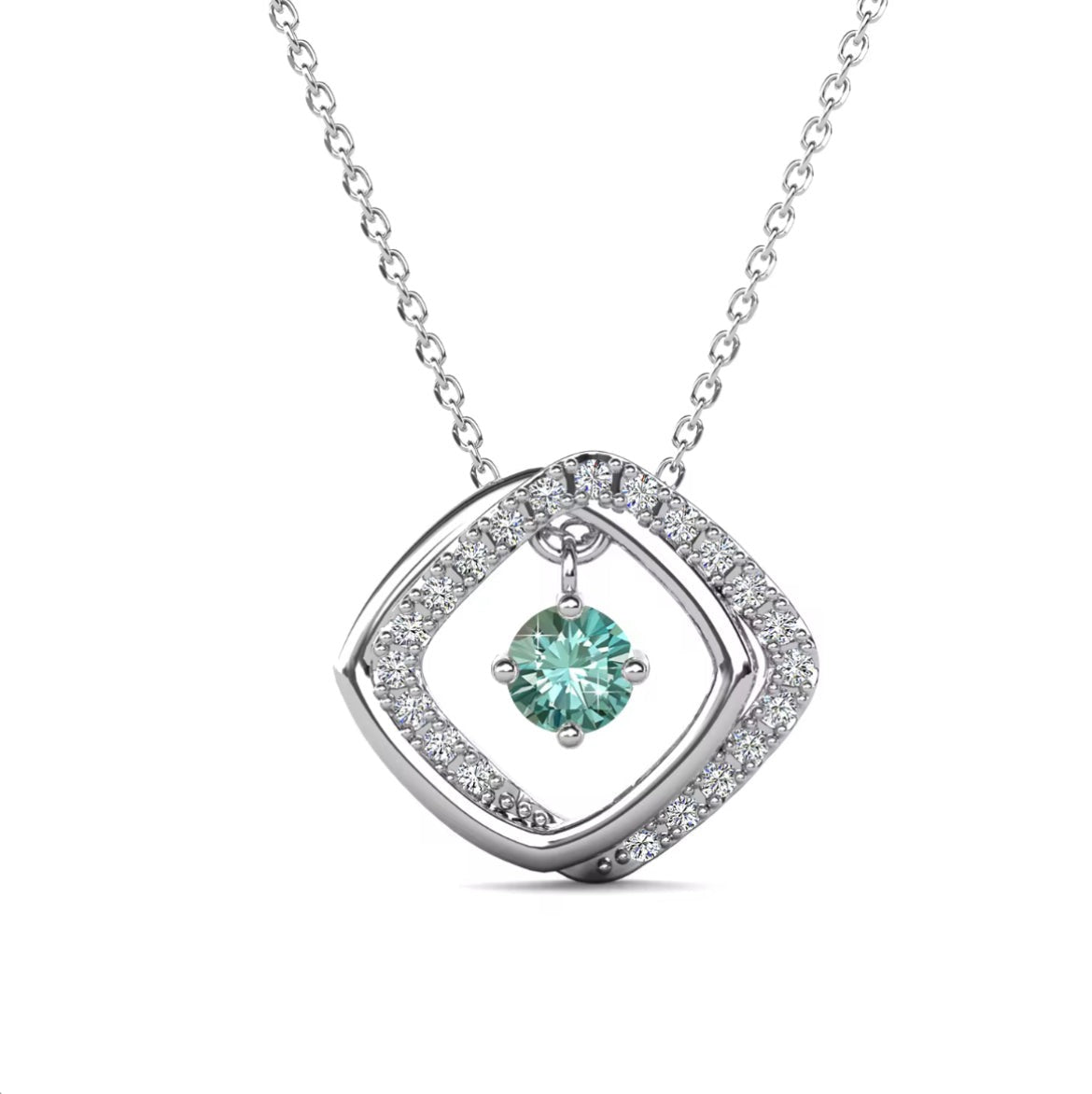 Moissanite square motif necklace in your choice of colors