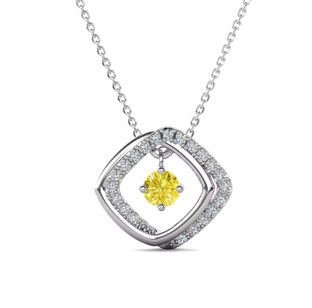 Moissanite square motif necklace in your choice of colors