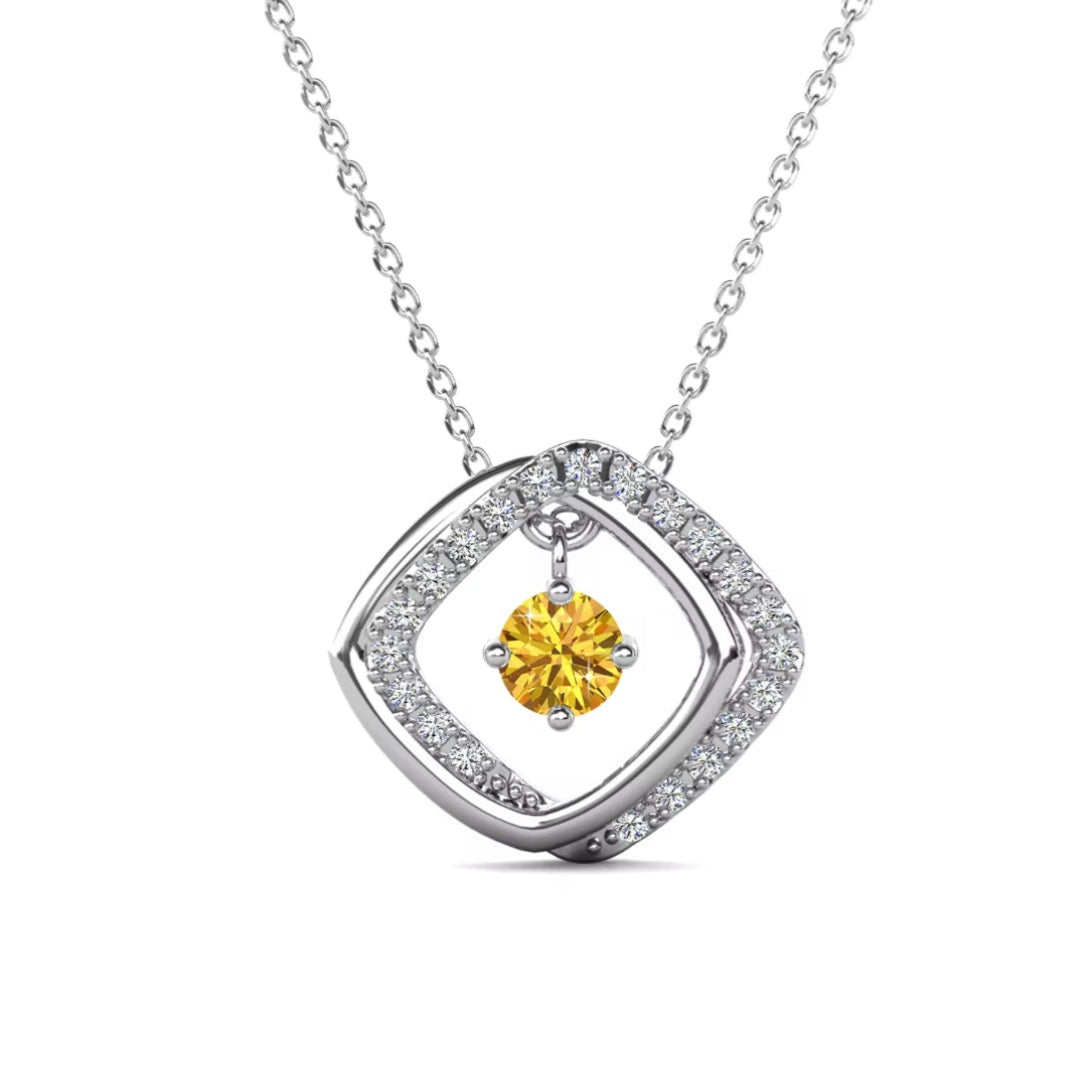 Moissanite square motif necklace in your choice of colors