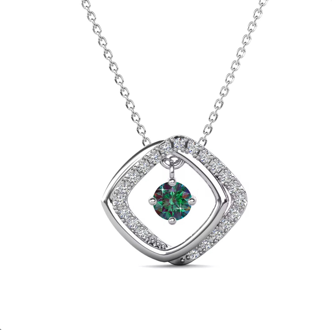 Moissanite square motif necklace in your choice of colors