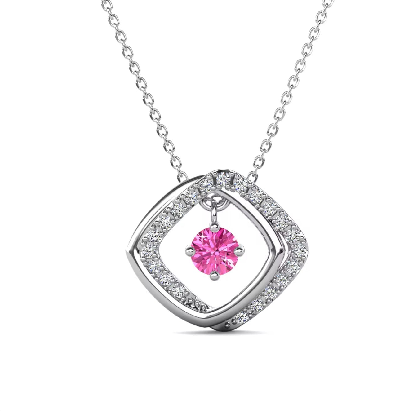 Moissanite square motif necklace in your choice of colors