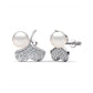 Leaf motif pearl earrings