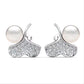 Leaf motif pearl earrings