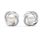 Flower motif pearl earrings