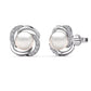 Flower motif pearl earrings