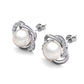 Flower motif pearl earrings