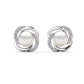 Flower motif pearl earrings