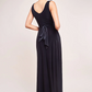 Black V-neck crape long dress