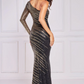 Black one-shoulder sequin long dress