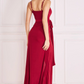 Burgundy wrap front long dress