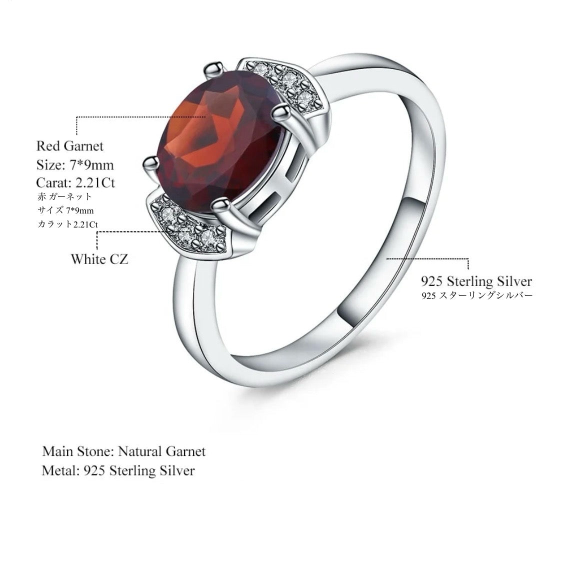 Red Garnet Oval Ring