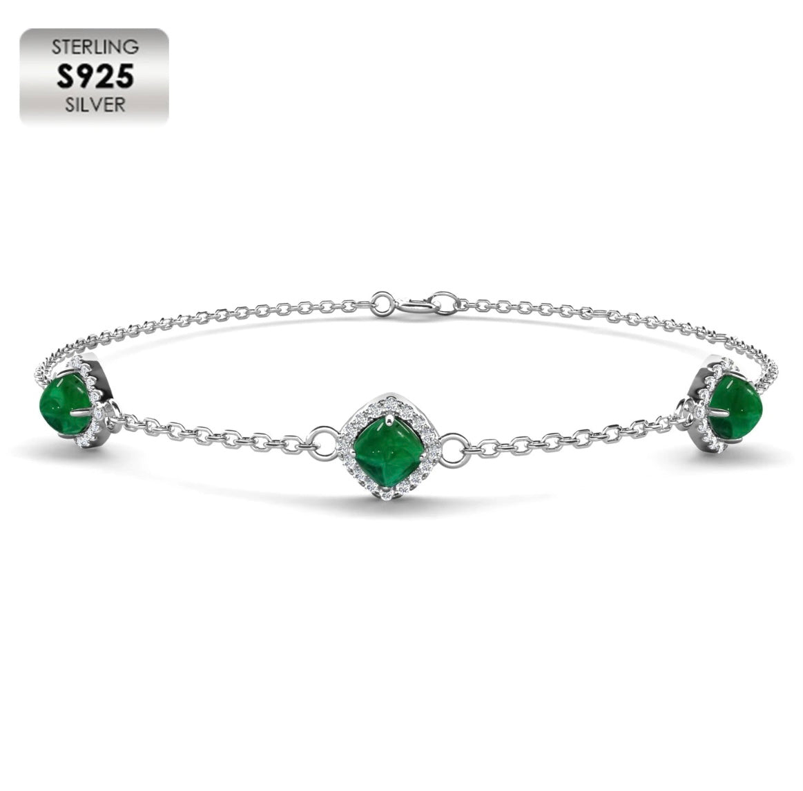 Emerald chain bracelet