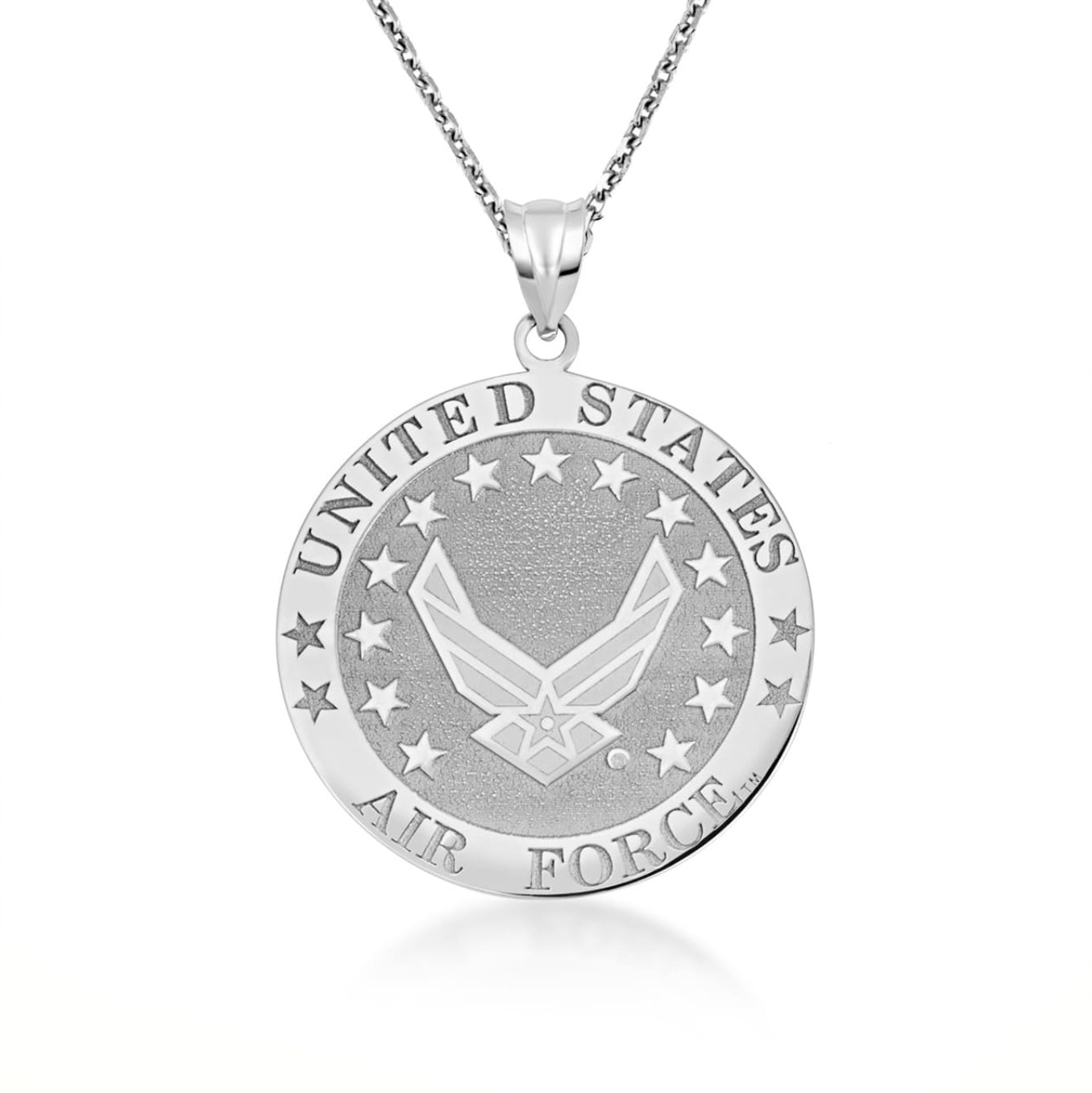 925 Sterling Silver United States Air Force Emblem Officially Licensed Medallion Pendant Necklace