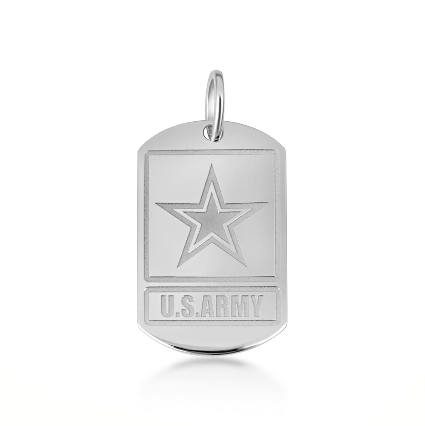 925 Sterling Silver United States Army Star Seal Officially Licensed Dogtag Pendant Necklace