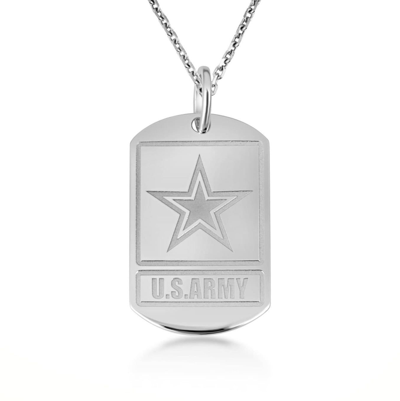 925 Sterling Silver United States Army Star Seal Officially Licensed Dogtag Pendant Necklace