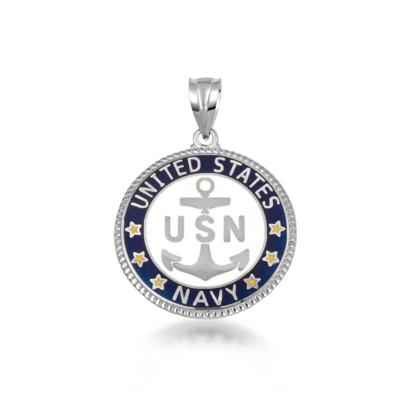 925 Sterling Silver United States Navy Emblem Officially Licensed Medallion Pendant Necklace