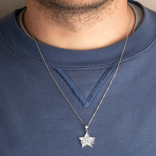 925 Sterling Silver United States Air Force Star Officially Licensed Pendant Necklace