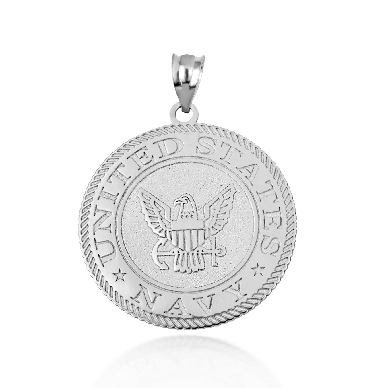 925 Sterling Silver United States Navy Eagle Emblem Officially Licensed Medallion Pendant Necklace