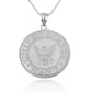 925 Sterling Silver United States Navy Eagle Emblem Officially Licensed Medallion Pendant Necklace
