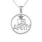 925 Sterling Silver Beaded United States Army Officially Licensed Star CZ Circle Pendant Necklace