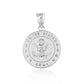925 Sterling Silver United States Army Officially Licensed Eagle Emblem Medallion Pendant Necklace