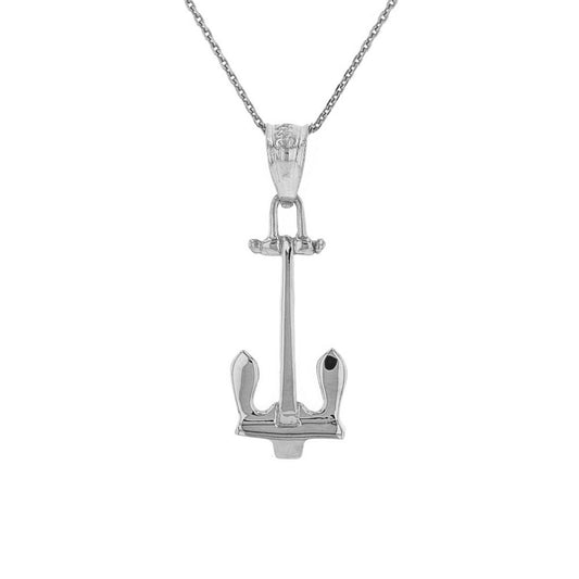 Sterling Silver 925 Stockless Anchor Pendant Necklace