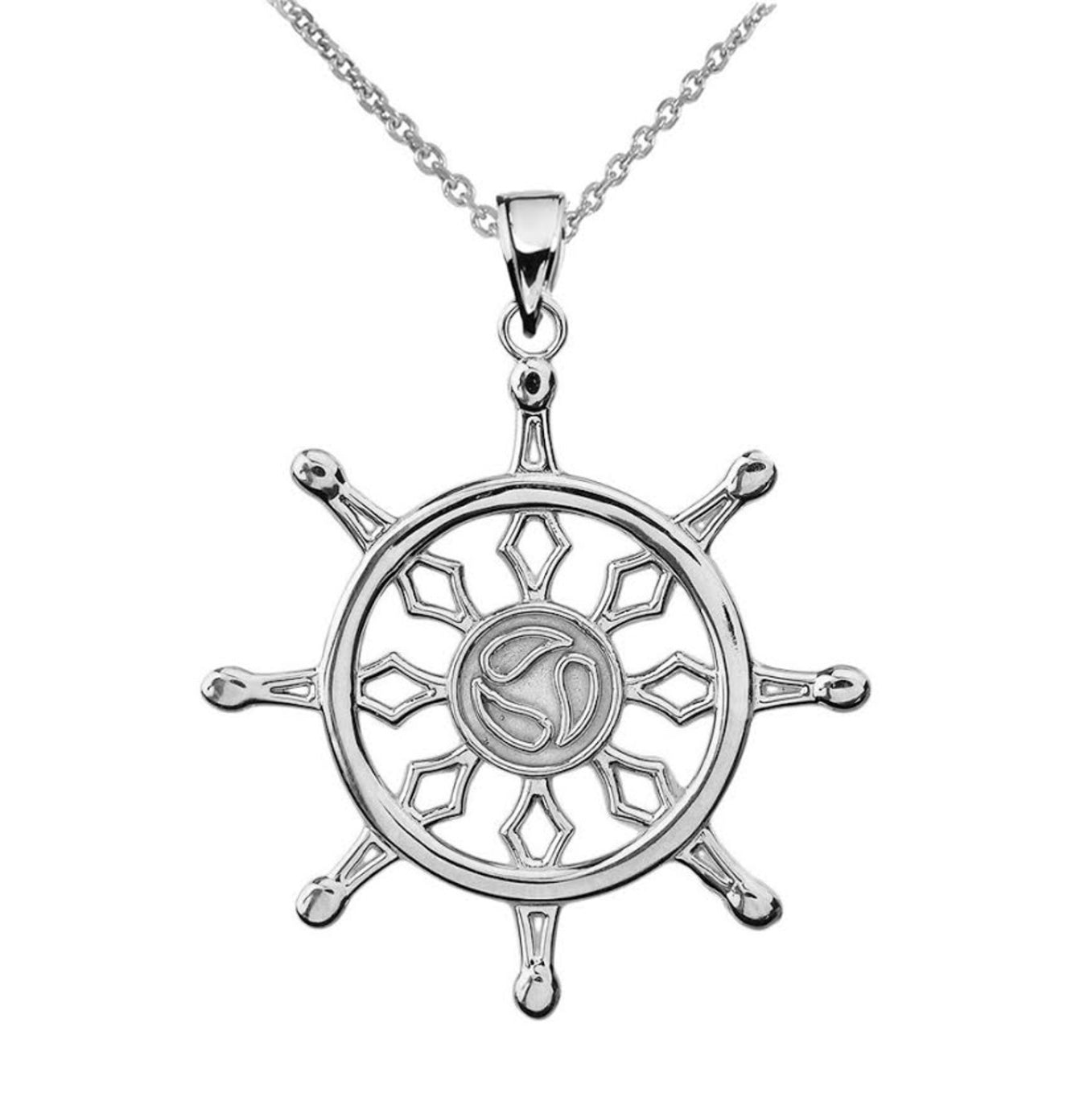 Sterling Silver Dharma Wheel Buddhism Symbol