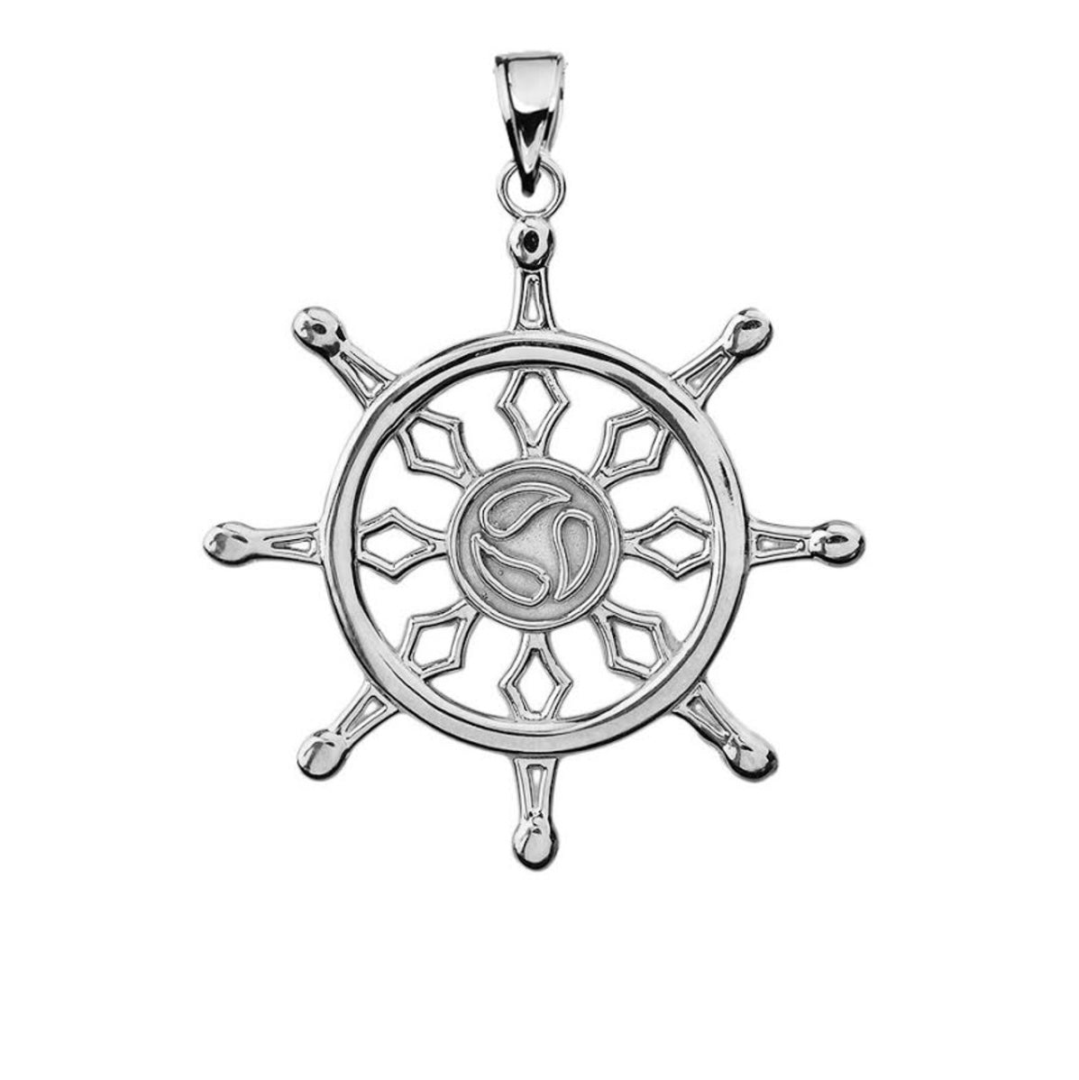 Sterling Silver Dharma Wheel Buddhism Symbol