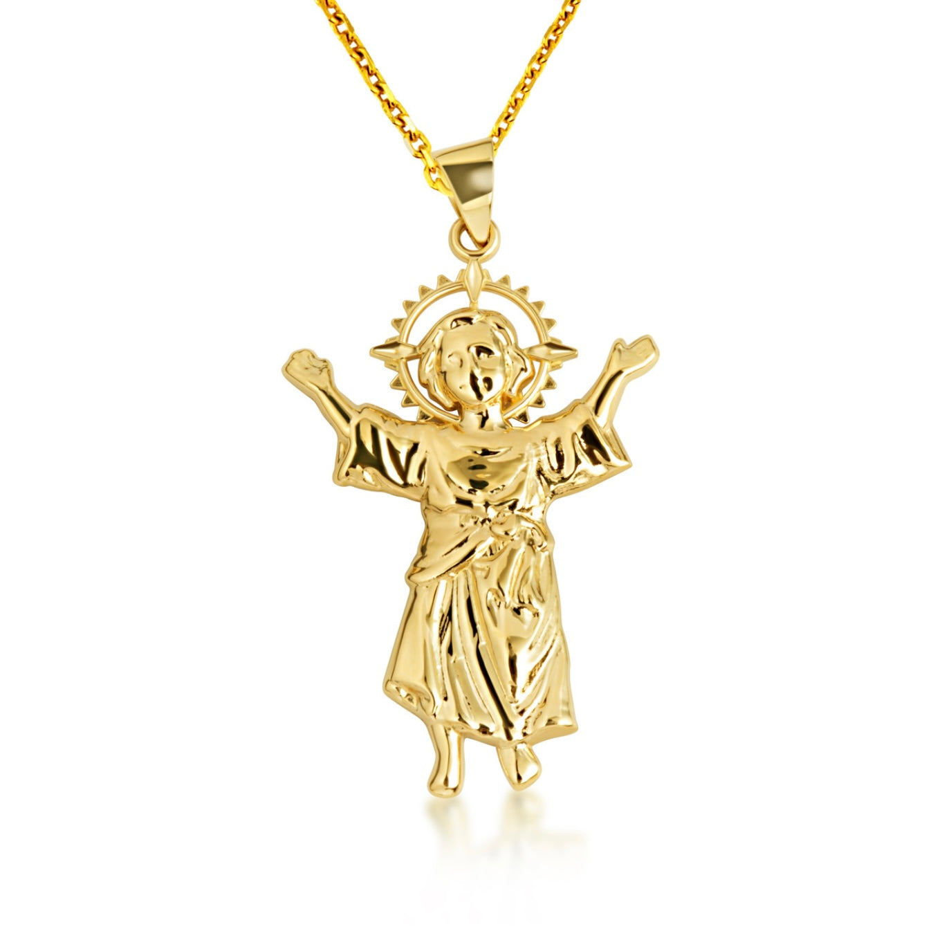 Gold Sacred Baby Jesus Divine Pendant Necklace