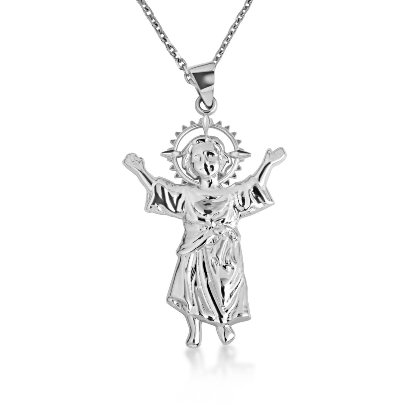 Gold Sacred Baby Jesus Divine Pendant Necklace