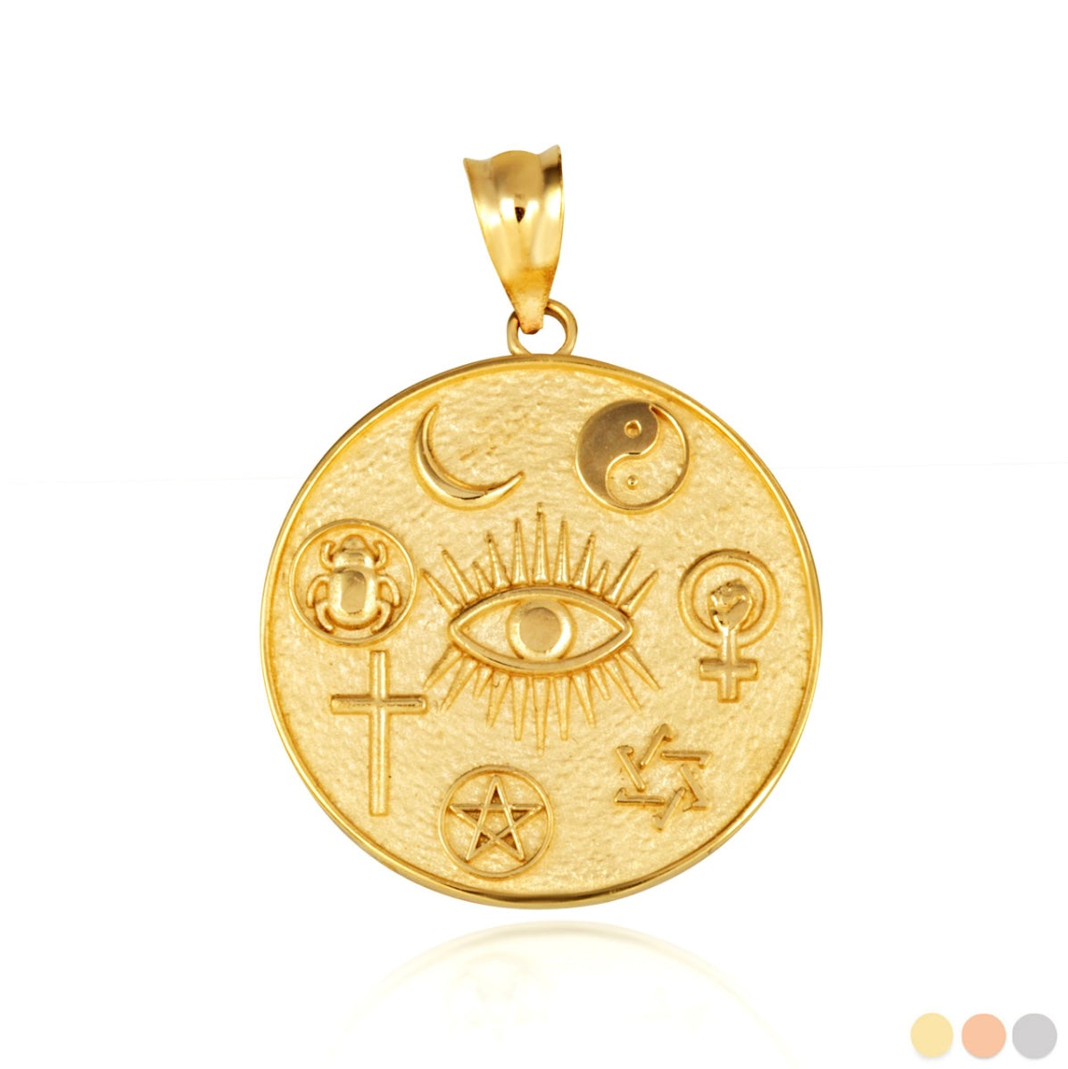 Gold Religious Interfaith Spiritual Medallion Pendant Necklace