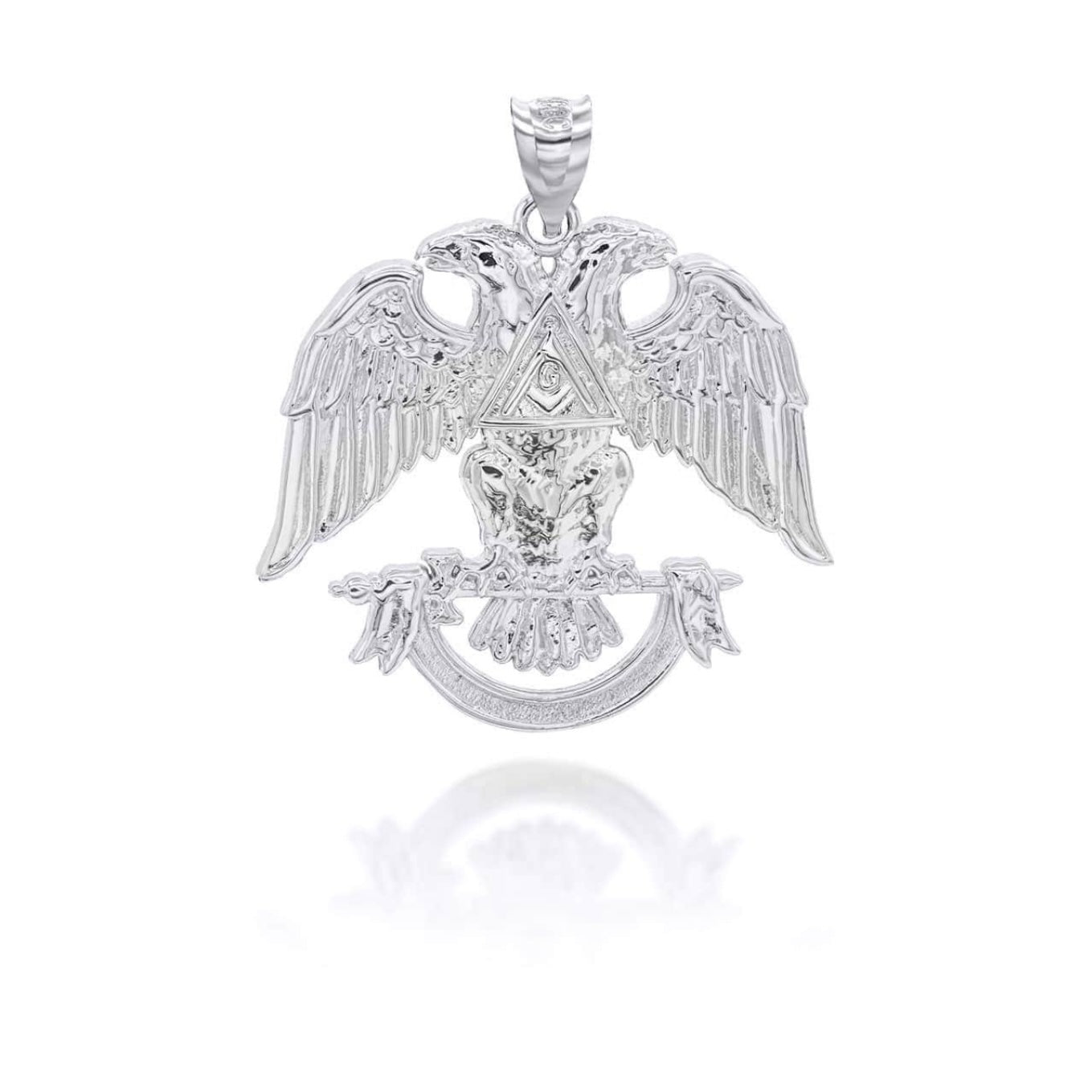 Silver 925 Scottish Rite Double Headed Eagle Pendant Necklace