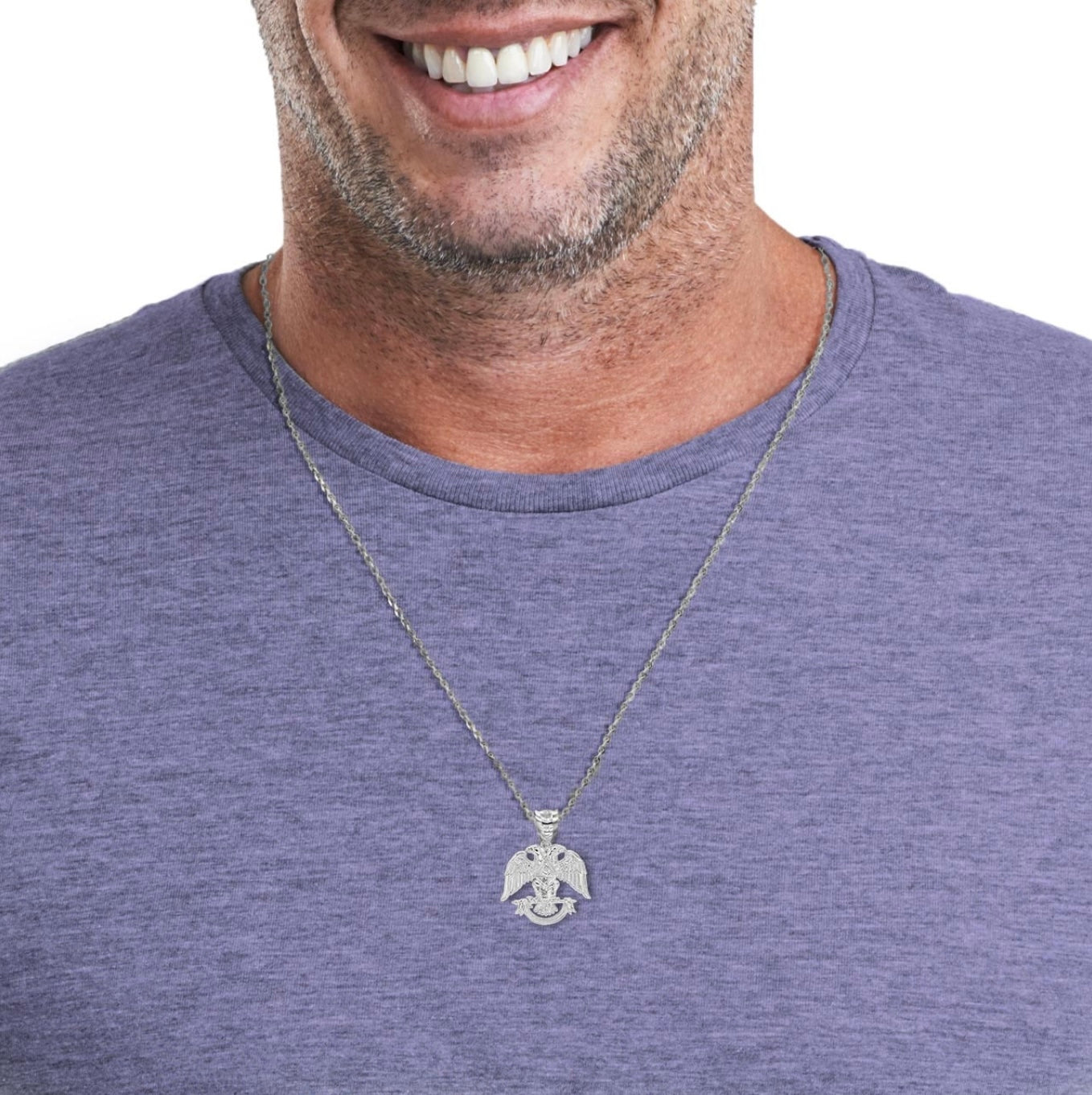 Silver 925 Scottish Rite Double Headed Eagle Pendant Necklace