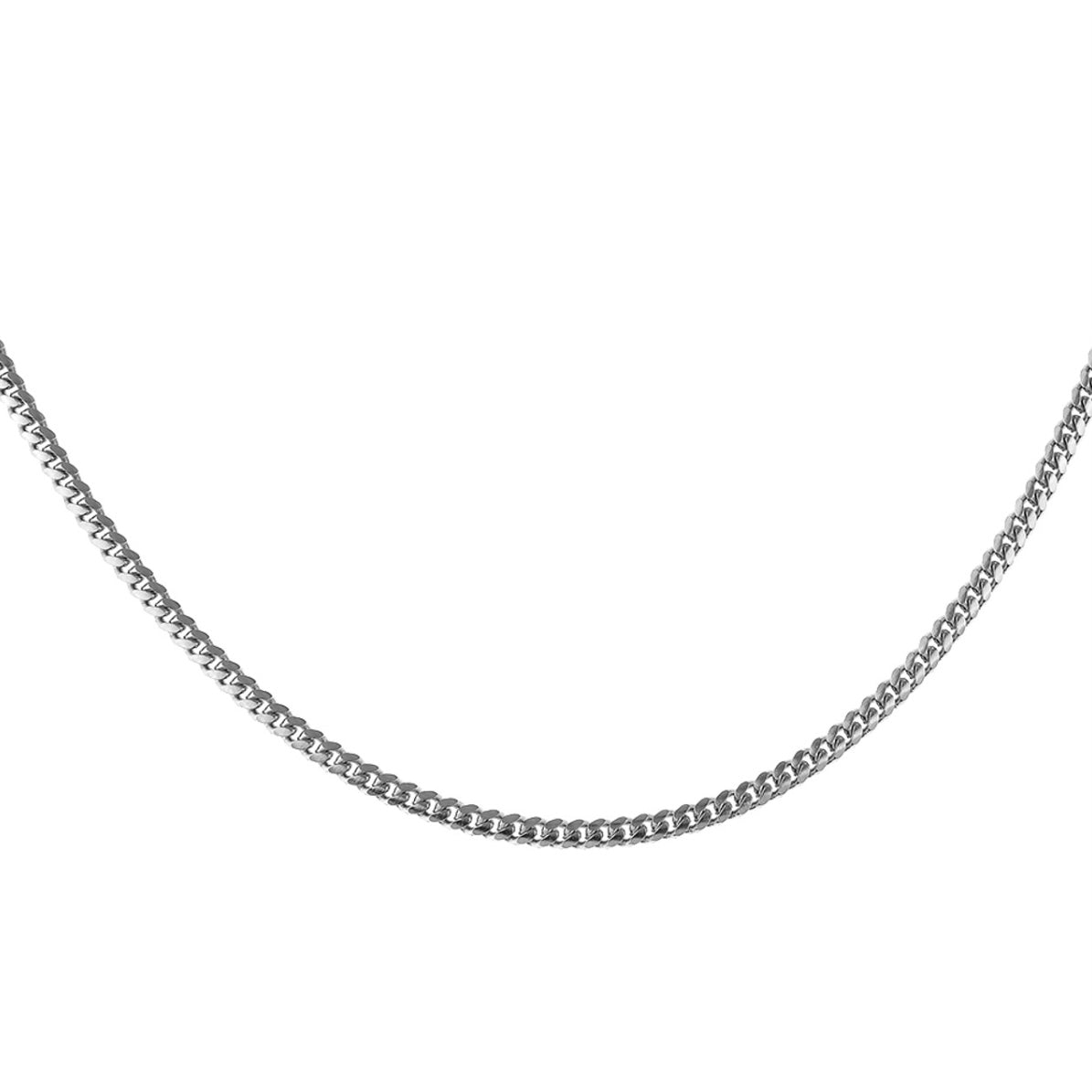 925 Sterling Silver Italian Flat Curb Miami Cuban Chain Link Necklace 2.5mm