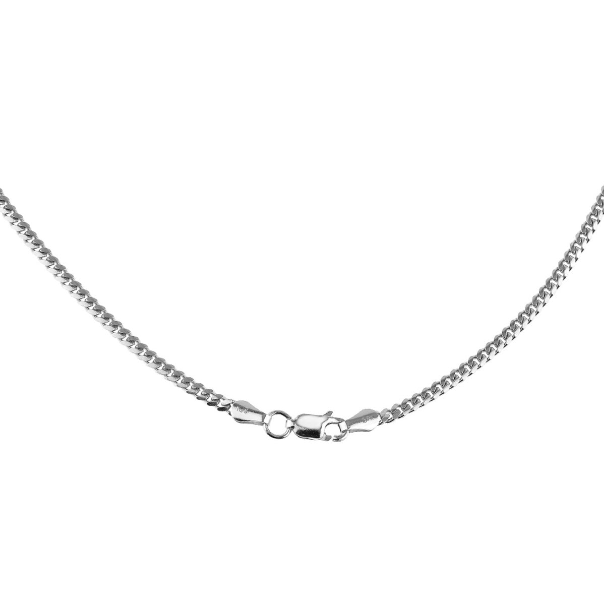 925 Sterling Silver Italian Flat Curb Miami Cuban Chain Link Necklace 2.5mm