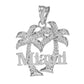 Sterling Silver Miami Palm Tree Florida Beach Summer Pendant Necklace