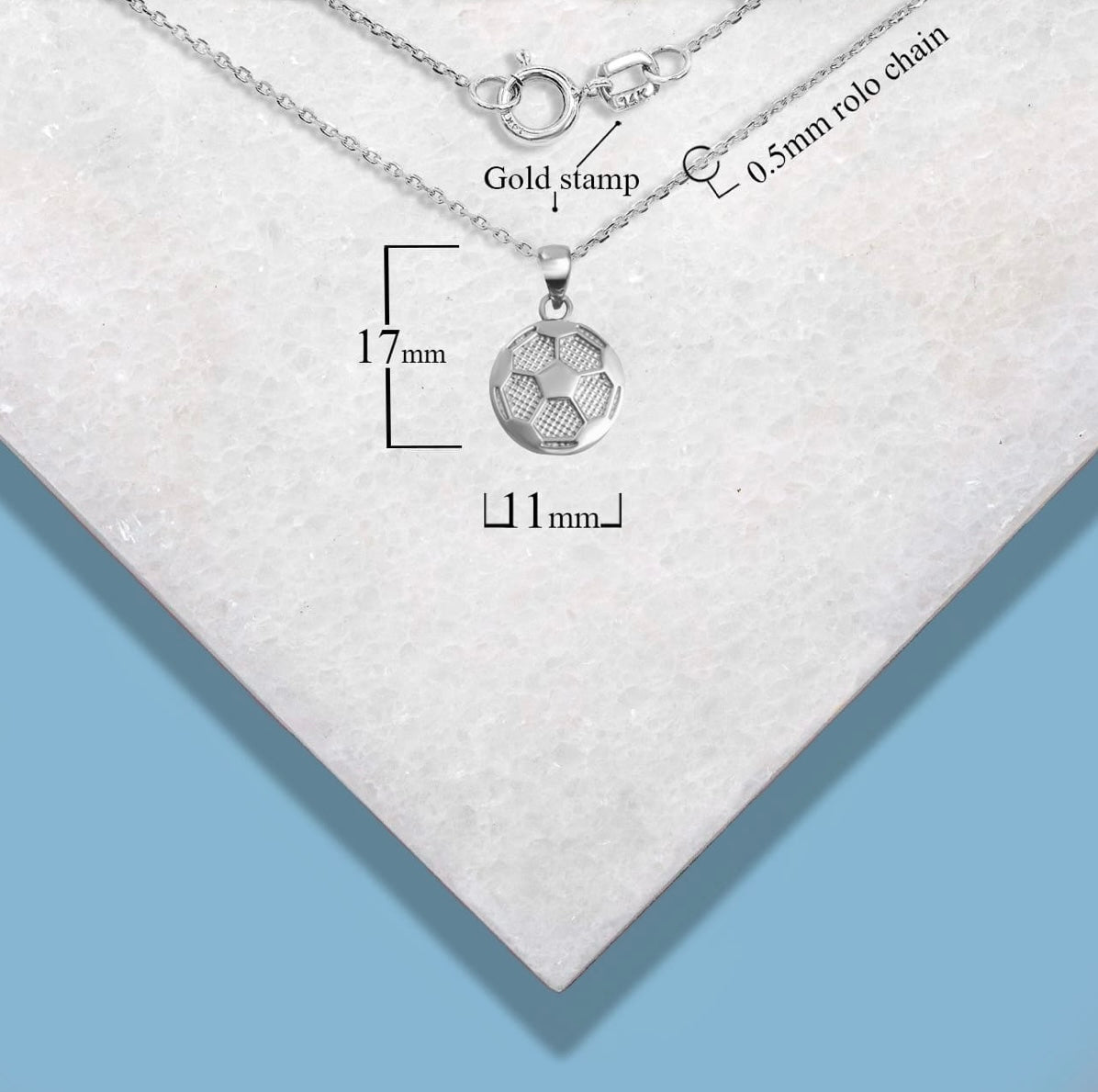 925 Sterling Silver Soccer Ball Sports Pendant Necklace