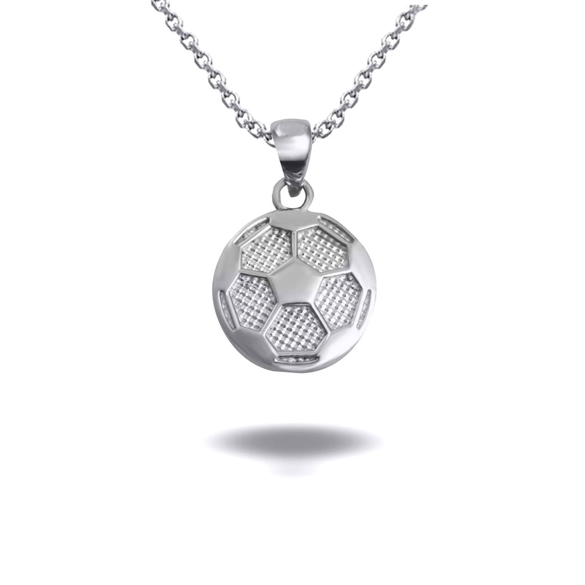 925 Sterling Silver Soccer Ball Sports Pendant Necklace