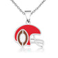 925 Sterling Silver Red Enamel Football Helmet Sports Pendant Necklace