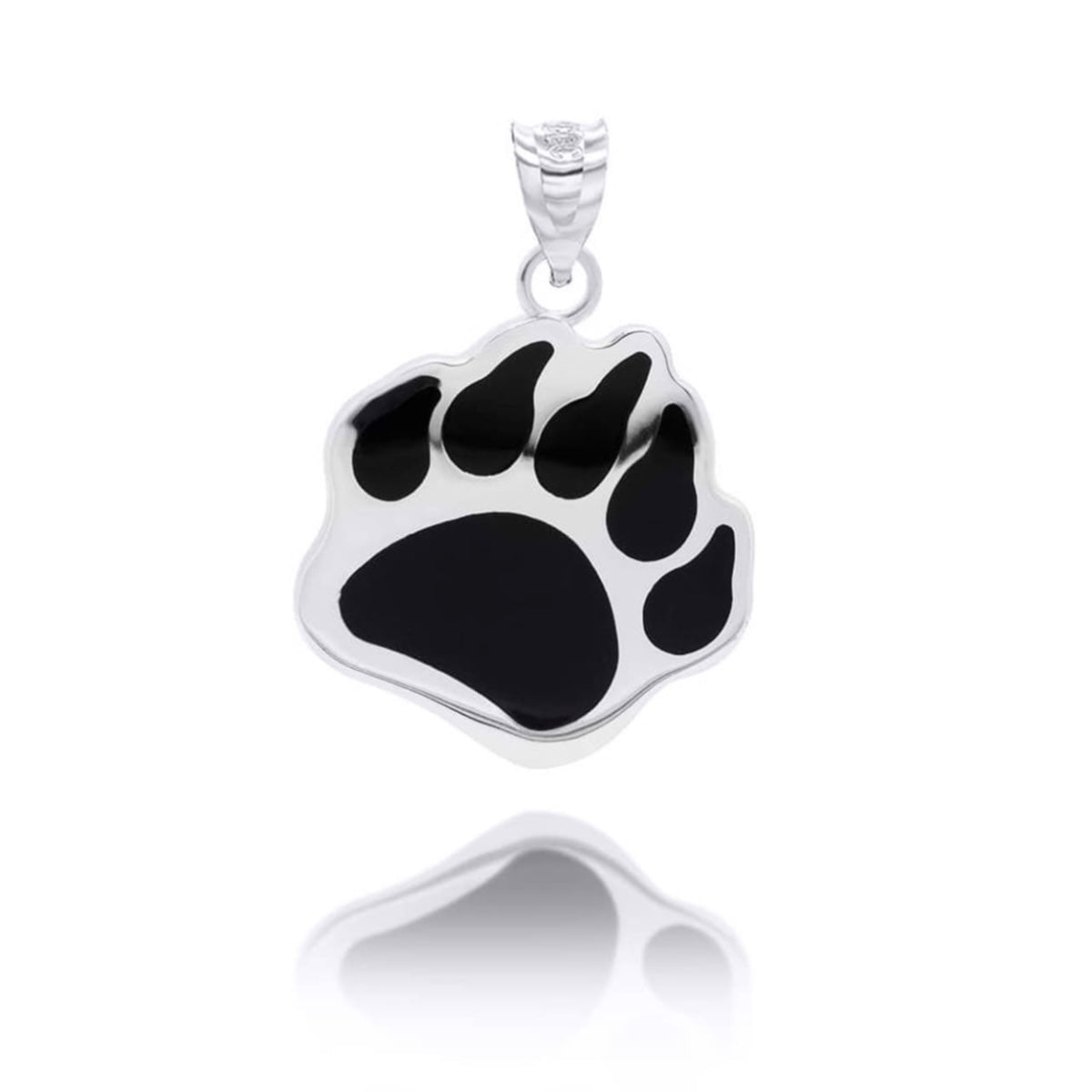 925 Sterling Silver Enamel Bear Claw Pendant Necklace