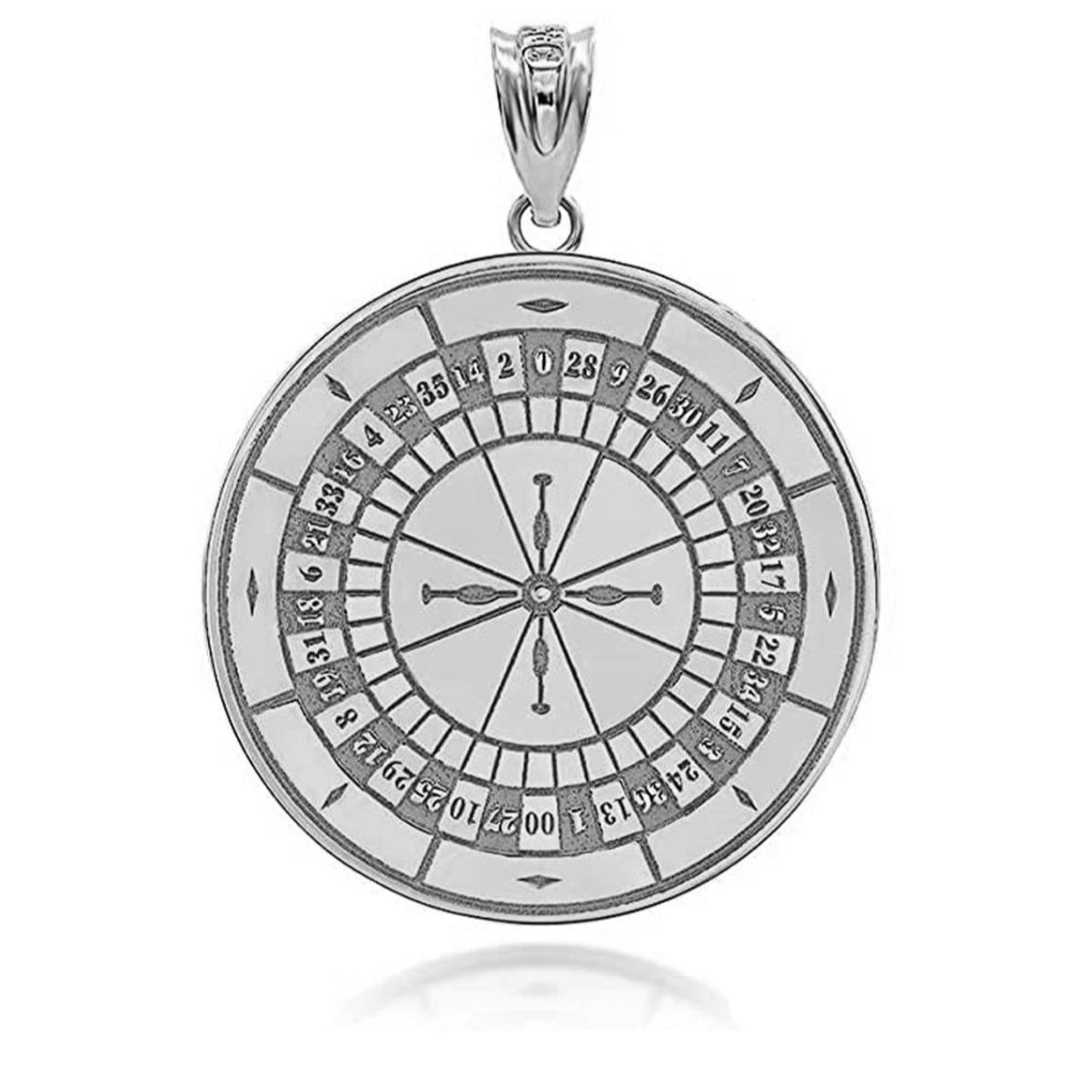 Silver Personalized Name Engraved Casino Gambling Roulette Wheel Charm Pendant Necklace