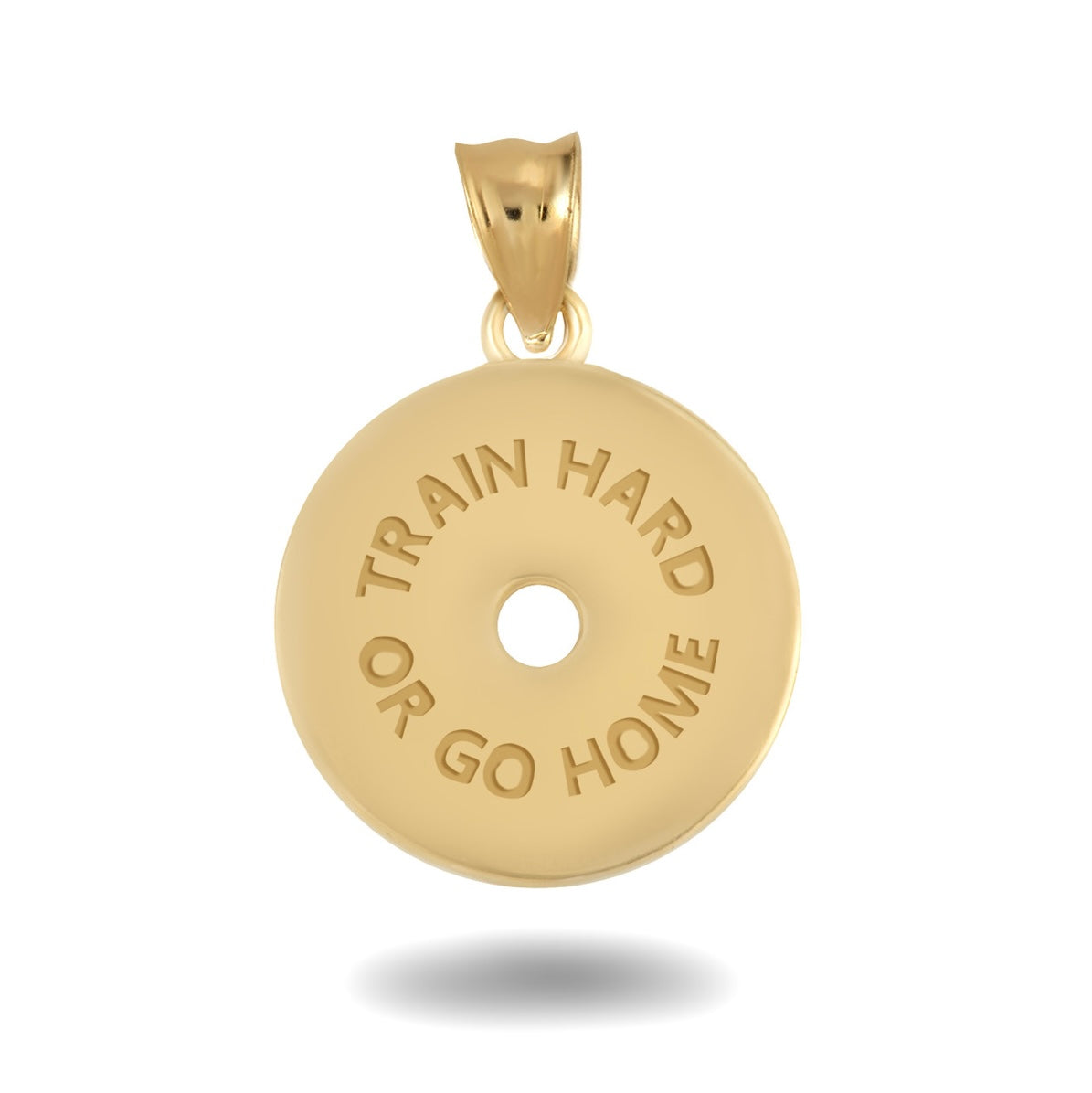 Gold Dumbbell Weight Plate Fitness Gym Pendant Necklace