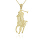 Gold Polo Sport Horse Riding Jockey Pendant Necklace
