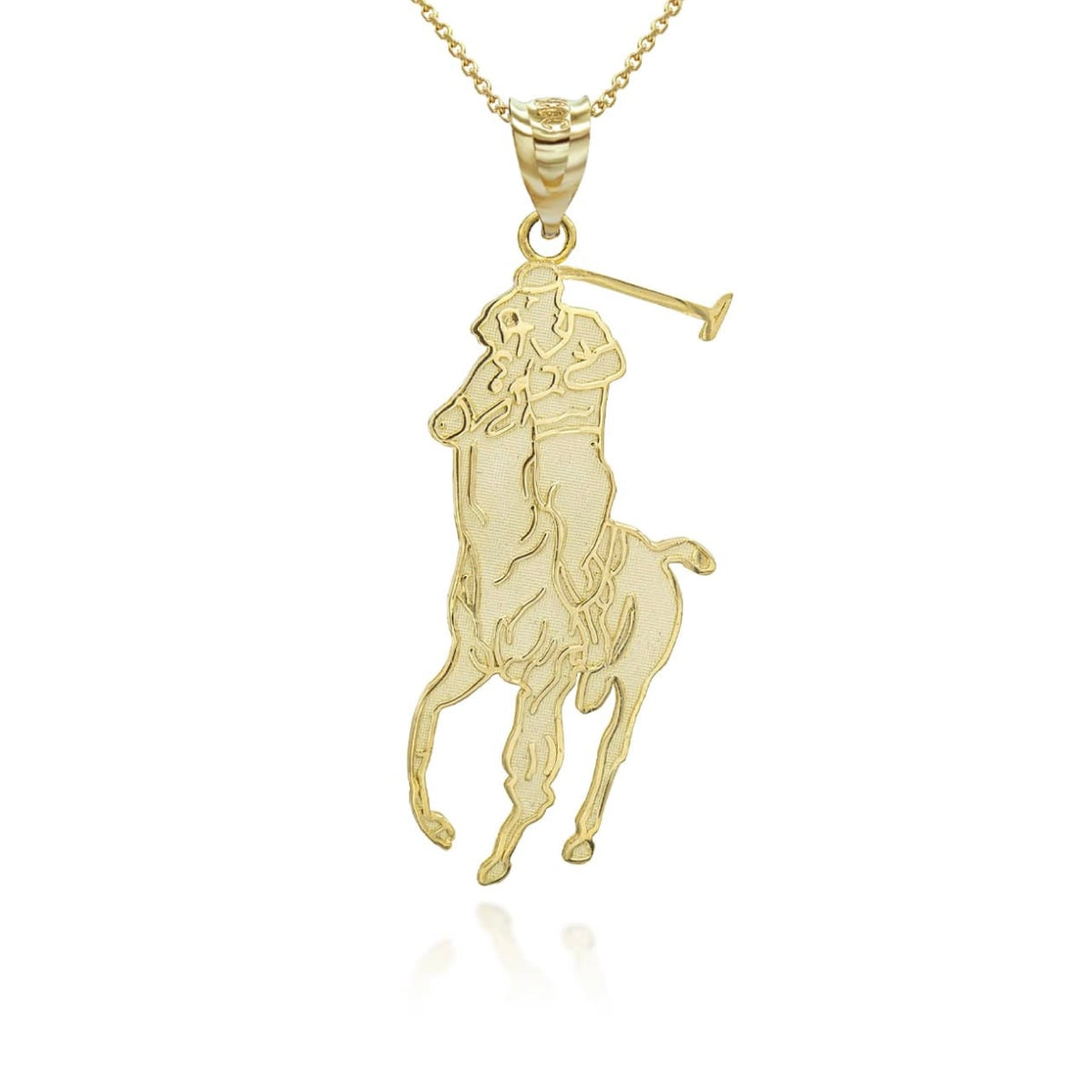 Gold Polo Sport Horse Riding Jockey Pendant Necklace