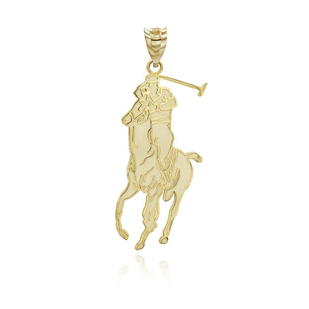 Gold Polo Sport Horse Riding Jockey Pendant Necklace