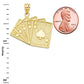 Solid Gold Royal Flush Card Pendant Necklace