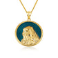 Gold Enamel Virgin Mother Mary Medallion Pendant Necklace